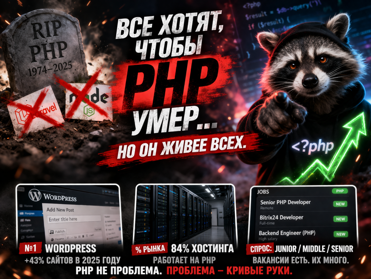 PHP не умер. Просто вам так хочется